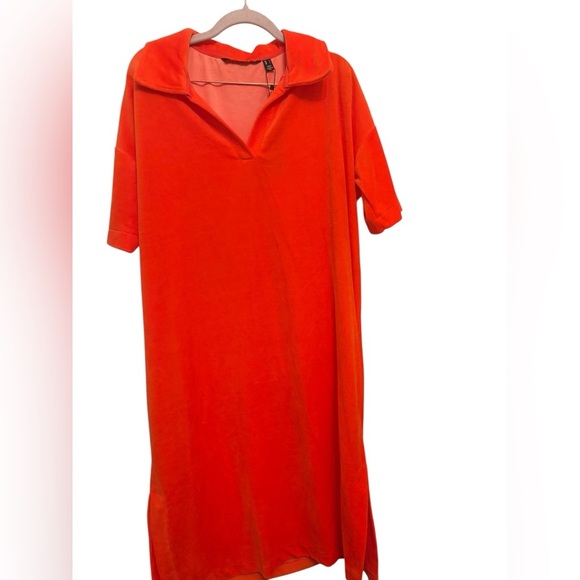 Vero Moda Bright Orange Midi Dress - Picture 1 of 5